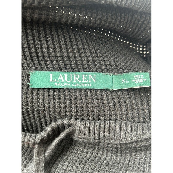 Lauren Ralph Lauren Womens Black Waffle Knit Cowl Neck Long Sleeve Pullover XL - Picture 4 of 6